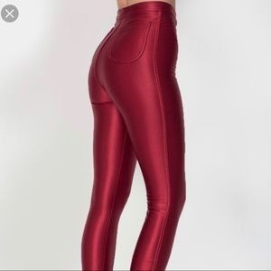 Red high rise disco pants from American apparel